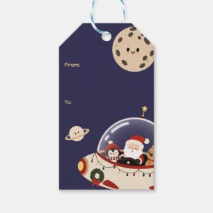 Santa Spaceship Christmas Gift Tags