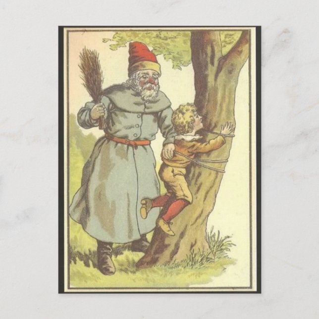 Santa Spanking a Naughty Boy Postcard (Front)
