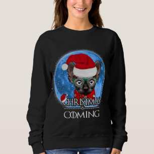 Santa Sphynx Cat Merry Christmas Is Coming Funny X Sweatshirt