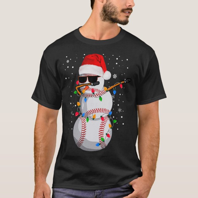 Santa Sport Design For Men Boys Christmas Baseball T-Shirt (Front)