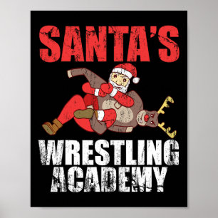 Santa Sport Wrestling Ring Fight Choke Tap Design Poster