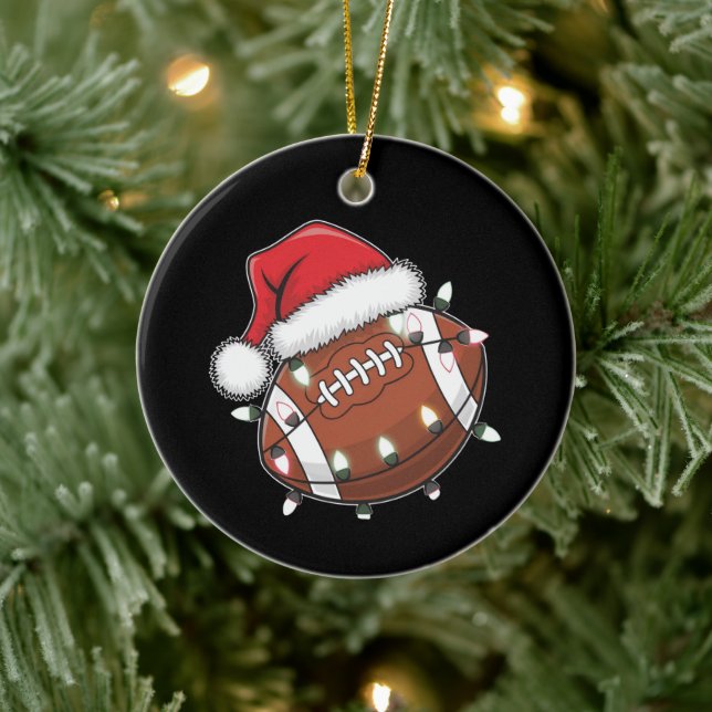 Santa Sports Christmas American Football Lover Ceramic Tree Decoration (Tree)