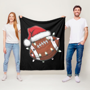 Santa Sports Christmas American Football Lover Fleece Blanket