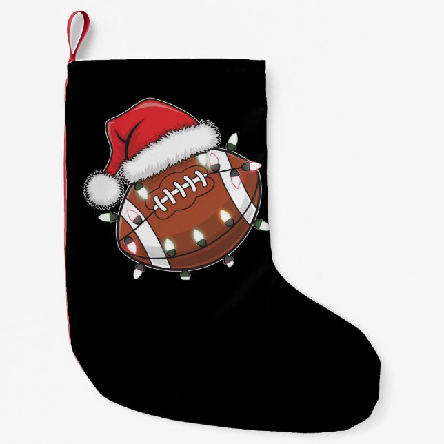 Santa Sports Christmas American Football Lover Small Christmas Stocking (Front)