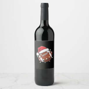 Santa Sports Christmas American Football Lover Wine Label