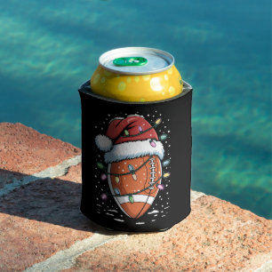 Santa Sports Christmas American Football Player  Can Cooler