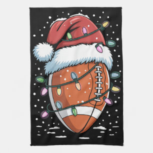 Santa Sports Christmas American Football Player  Tea Towel