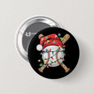 Santa Sports Christmas Baseball Player 6 Cm Round Badge