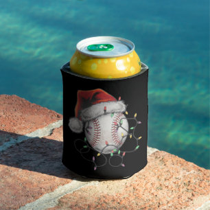 Santa Sports Christmas Baseball Player Can Cooler