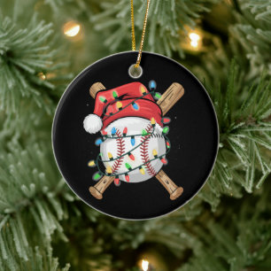 Santa Sports Christmas Baseball Player Ceramic Tree Decoration