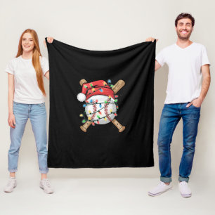 Santa Sports Christmas Baseball Player  Fleece Blanket