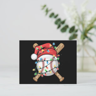 Santa Sports Christmas Baseball Player  Holiday Postcard