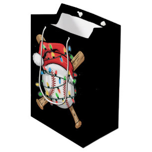 Santa Sports Christmas Baseball Player Medium Gift Bag