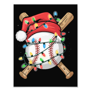 Santa Sports Christmas Baseball Player Photo Print