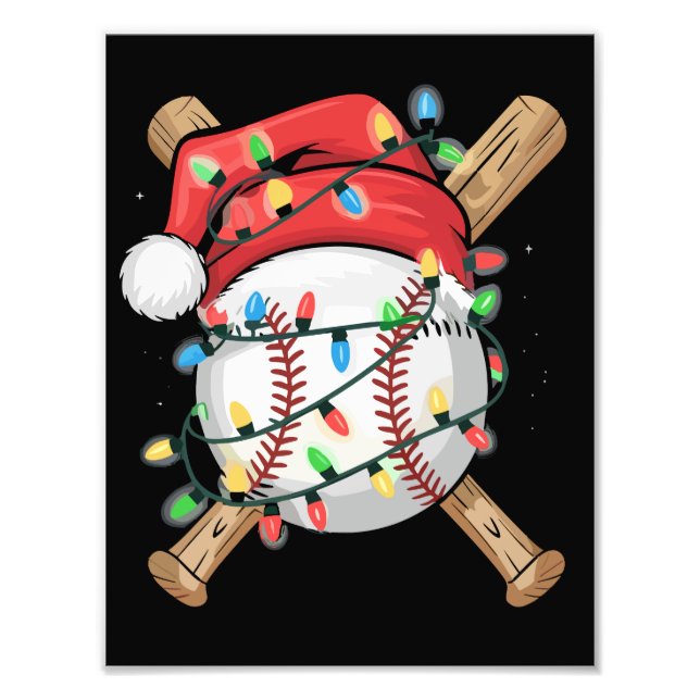 Santa Sports Christmas Baseball Player  Photo Print (Front)