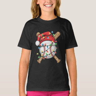 Santa Sports Christmas Baseball Player  T-Shirt