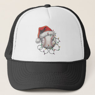 Santa Sports Christmas Baseball Player Trucker Hat