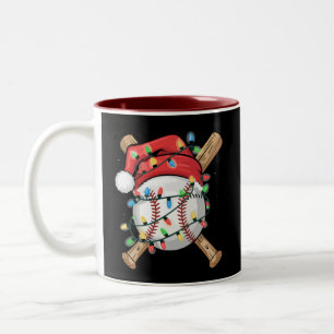 Santa Sports Christmas Baseball Player Two-Tone Coffee Mug