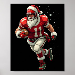 Santa Sports Christmas Footll Player For Men Boys Poster