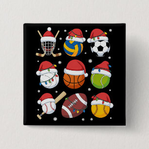 Santa Sports Christmas Sport Ball Player Lover 15 Cm Square Badge