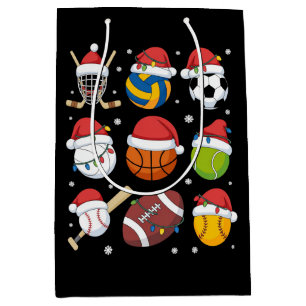 Santa Sports Christmas Sport Ball Player Lover Medium Gift Bag