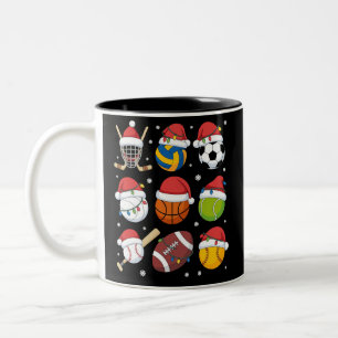 Santa Sports Christmas Sport Ball Player Lover Two-Tone Coffee Mug