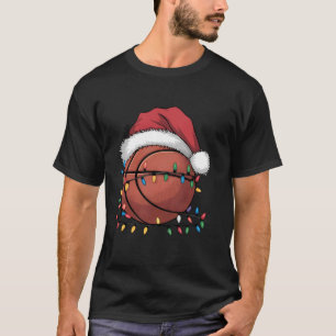 Santa Sports Hat Ball Lighting Basketball Player C T-Shirt