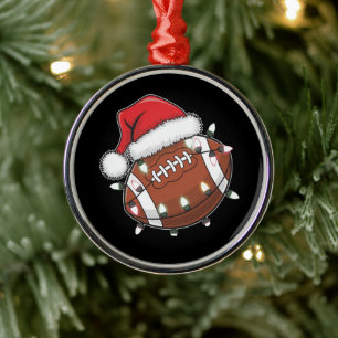 Santa Sports Men Boys Christmas Football Player  Metal Tree Decoration