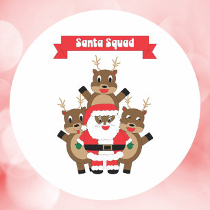Santa Squad Christmas Reindeer Black Santa Claus Classic Round Sticker
