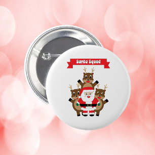 Santa Squad Funny Reindeer 6 Cm Round Badge