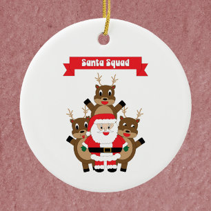 Santa Squad Reindeer Funny Ceramic Tree Decoration