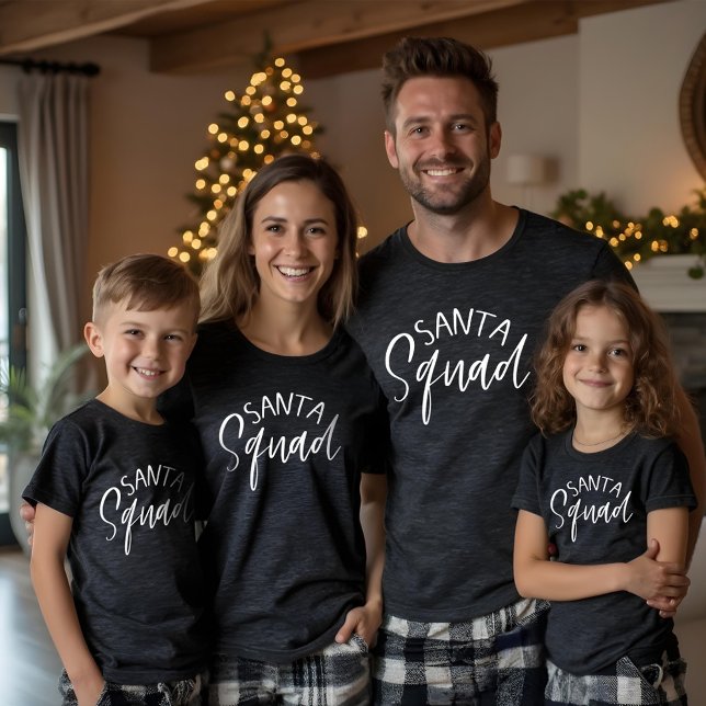 Santa Squad | Typographic White Brush Script Tri-Blend Shirt (Santa Squad | Typographic White Brush Script Tri-Blend Shirt)