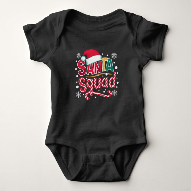 Santa Squad Xmas Squad Family Matching Santa Crew Baby Bodysuit (Front)