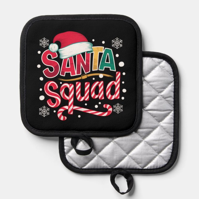 Santa Squad Xmas Squad Family Matching Santa Crew Pot Holder (Front/Back)