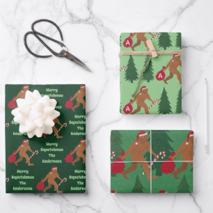 Santa Squatch Cute Assortment Funny Christmas Wrapping Paper Sheet