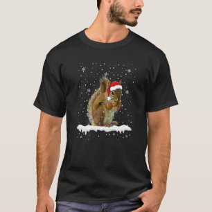 Santa Squirrel Christmas Lights Animals T-Shirt
