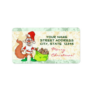 Santa Squirrel Label
