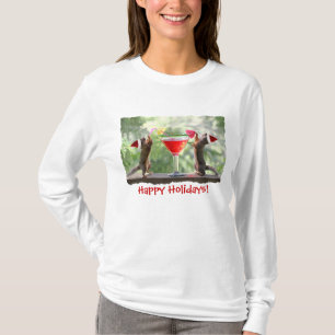 Santa Squirrels Drinking a Cocktail T-Shirt