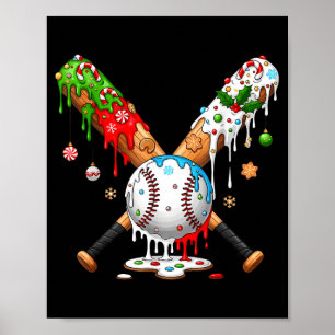 Santa Srts Design For Men Boys Christmas Baseball  Poster