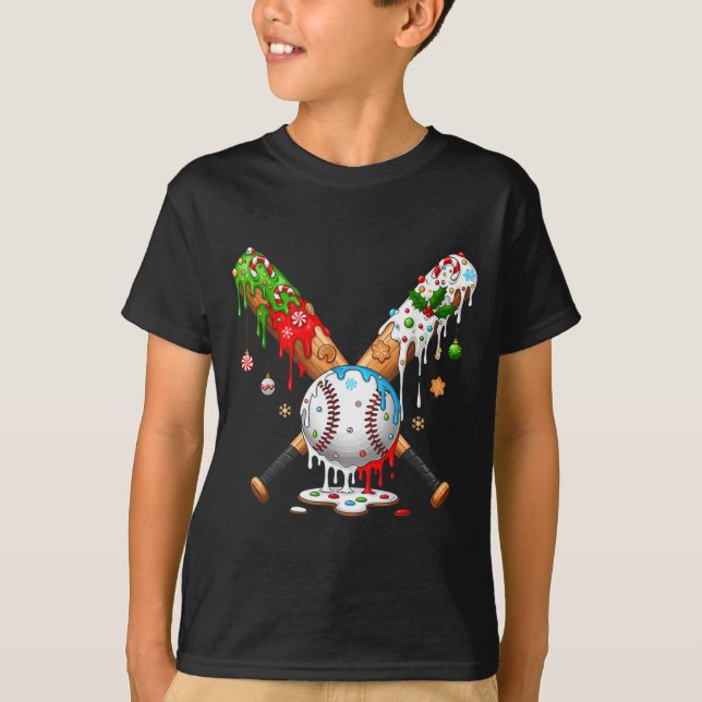 Santa Srts Design For Men Boys Christmas Baseball  T-Shirt (Front)