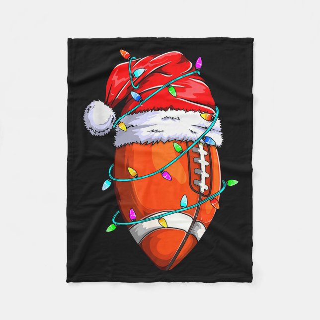 Santa Srts Design For Men Boys Christmas Football  Fleece Blanket (Front)