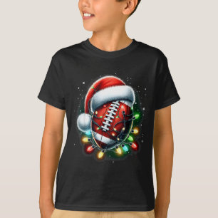 Santa Srts Design For Men Boys Christmas Football  T-Shirt