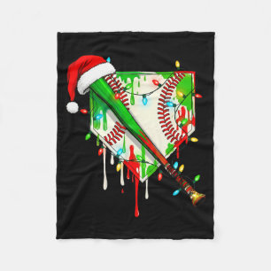 Santa Srts Ice Baseball Christmas Xmas Pajama Kid Fleece Blanket