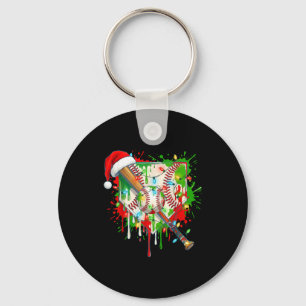 Santa Srts Ice Baseball Christmas Xmas Pajama Kid  Key Ring