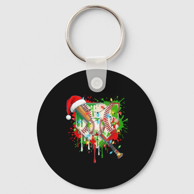 Santa Srts Ice Baseball Christmas Xmas Pajama Kid  Key Ring (Front)