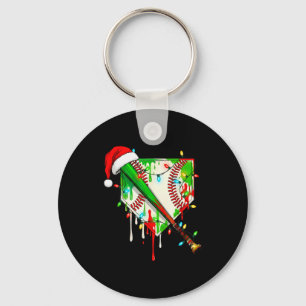Santa Srts Ice Baseball Christmas Xmas Pajama Kid  Key Ring