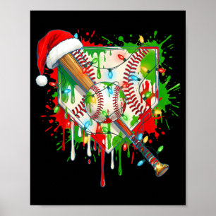 Santa Srts Ice Baseball Christmas Xmas Pajama Kid  Poster