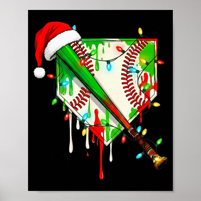 Santa Srts Ice Baseball Christmas Xmas Pajama Kid  Poster (Front)