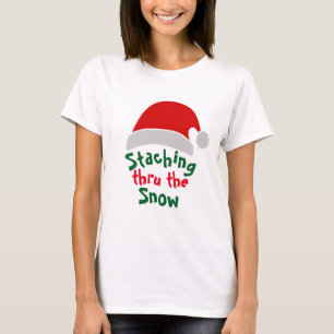 "Santa Staching Thru Snow" Funny Christmas Tee