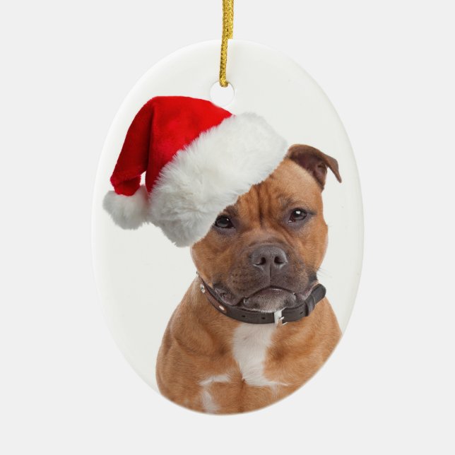 Santa Staffie Christmas Ornament (Front)